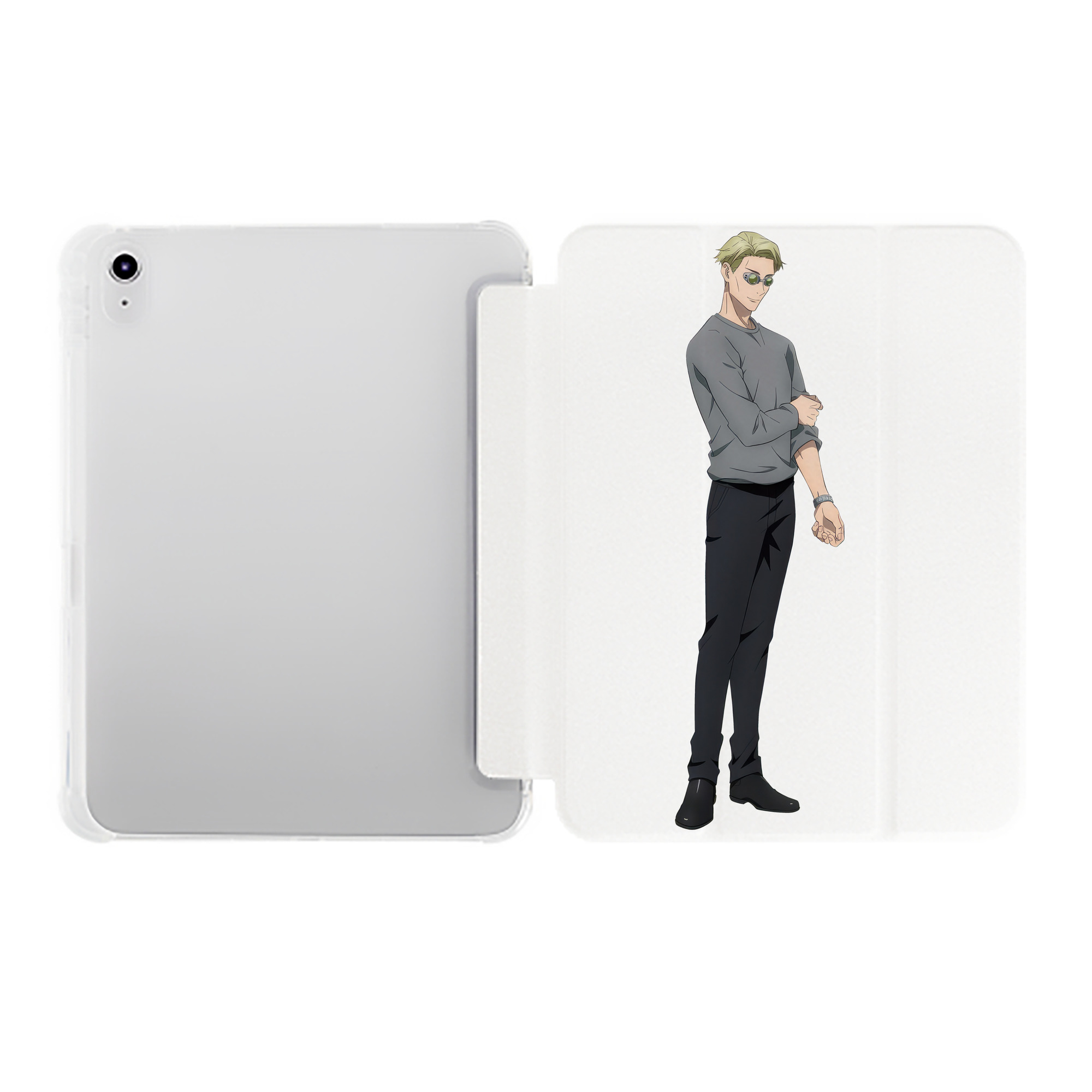 （画像用） 呪術廻戦 Jujutsu Kaisen IPad ケース ペン収納付き 三つ折りスタンド PUレザー×シリコン 対応機種9.5/10.5/10.9インチ